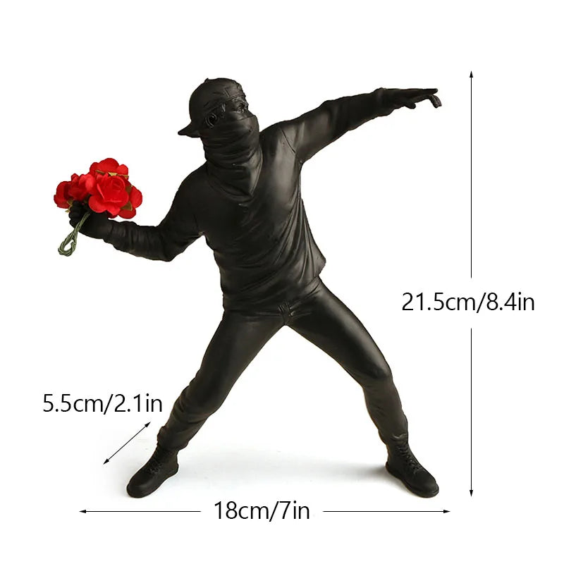 Kalsten | Artify Banksy sculpture collection | Flower thrower & balloon girl | Pop art figures | Modern office & home decoration