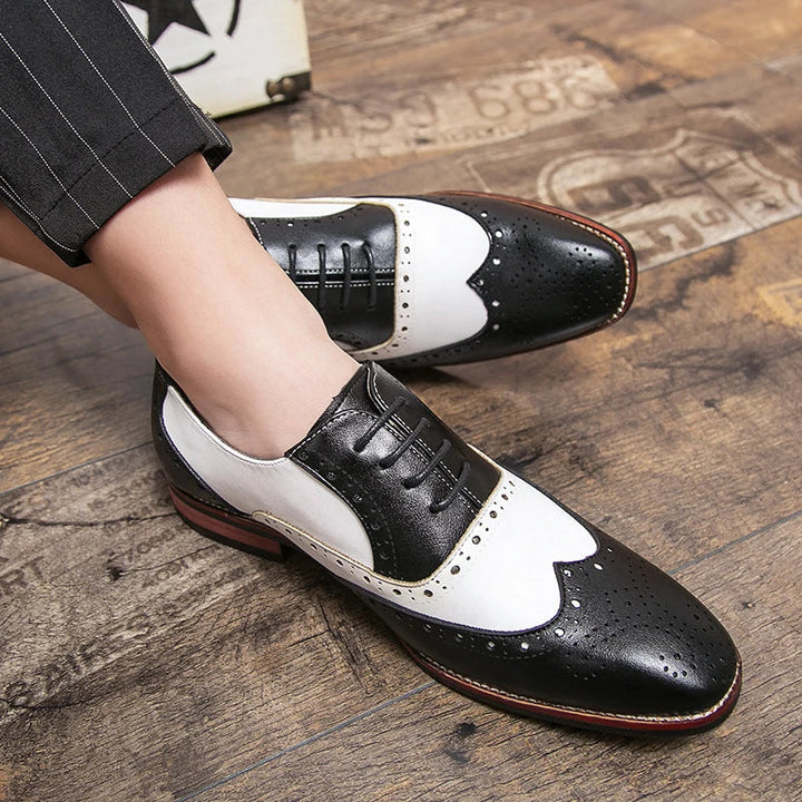 Kalsten | Men's Luxury Shoes Brogue Lace-up Casual British Style Contrast Color Oxford Office