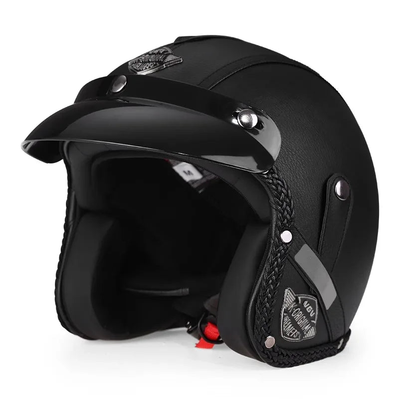 Noxord | Retro Motorcycle Helmet – Kael – (Open Face 3/4)