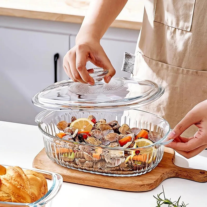 Kalsten | 4-piece Glass Bakeware Set with 2 Bakeware Dishes with Glass Lids, 1.9 Qt and 3 Qt