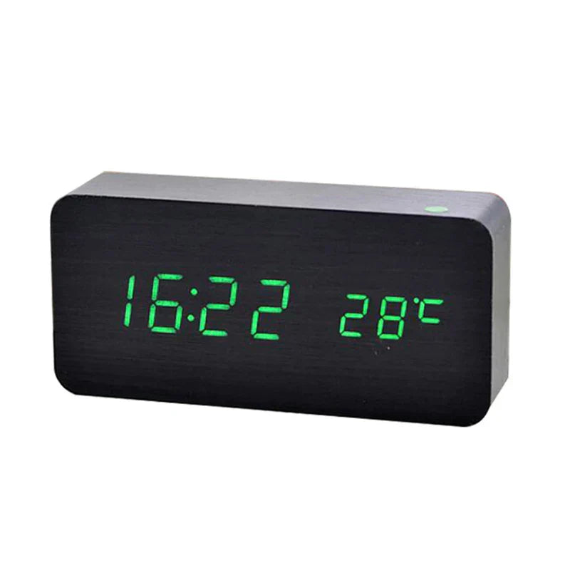 Wood Digital Alarm Clock – LED Display
