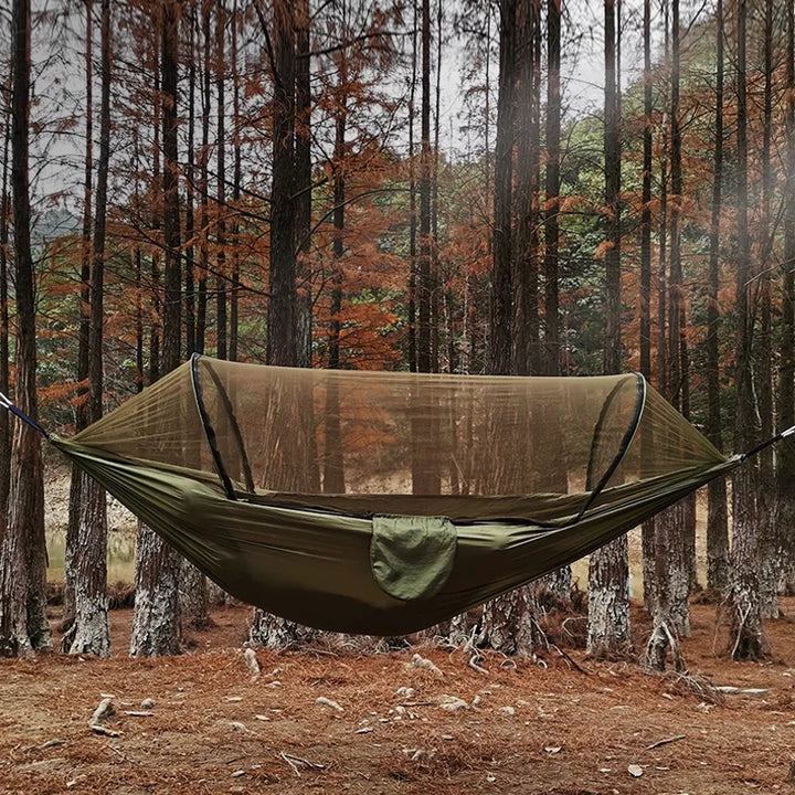 OutdoorRelax Hammock with Mosquito Net and Quick Closure – 200 kg load capacity | Kalsten