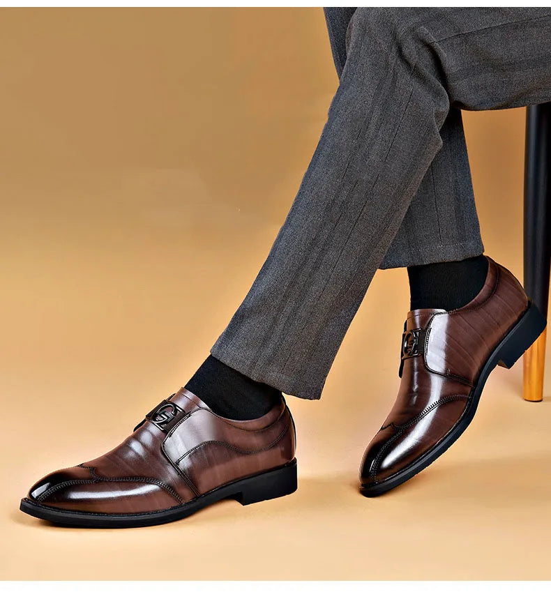 Kalsten | Men's Leather Shoes Stylish Men's Shoes Pointed Oxford Wedding Leather Men's Dress Shoes Gentleman Office Man Shoe