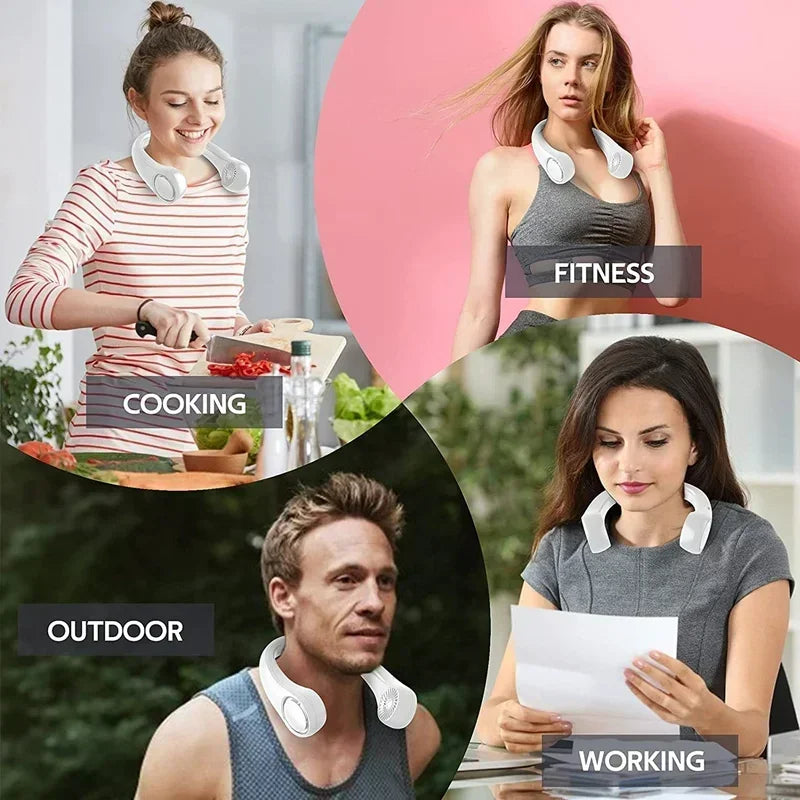 Portable Mini Neck Hanging Fan - Air-Cooled, Wearable USB Fan for Outdoor Sports, Running, Travel, Blade-Free Design | Kalsten