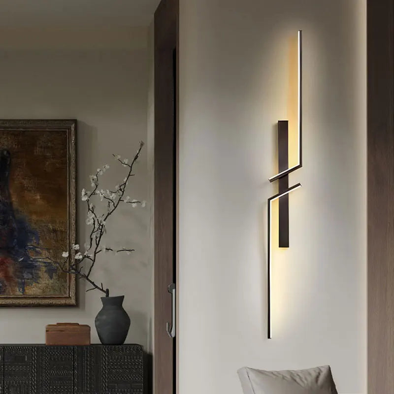 Nordic Black and Gold LED Wall Sconce – Modern Wall Light Fixture for Bedroom, TV Background, Stairs, and Indoor Spaces | Kalsten