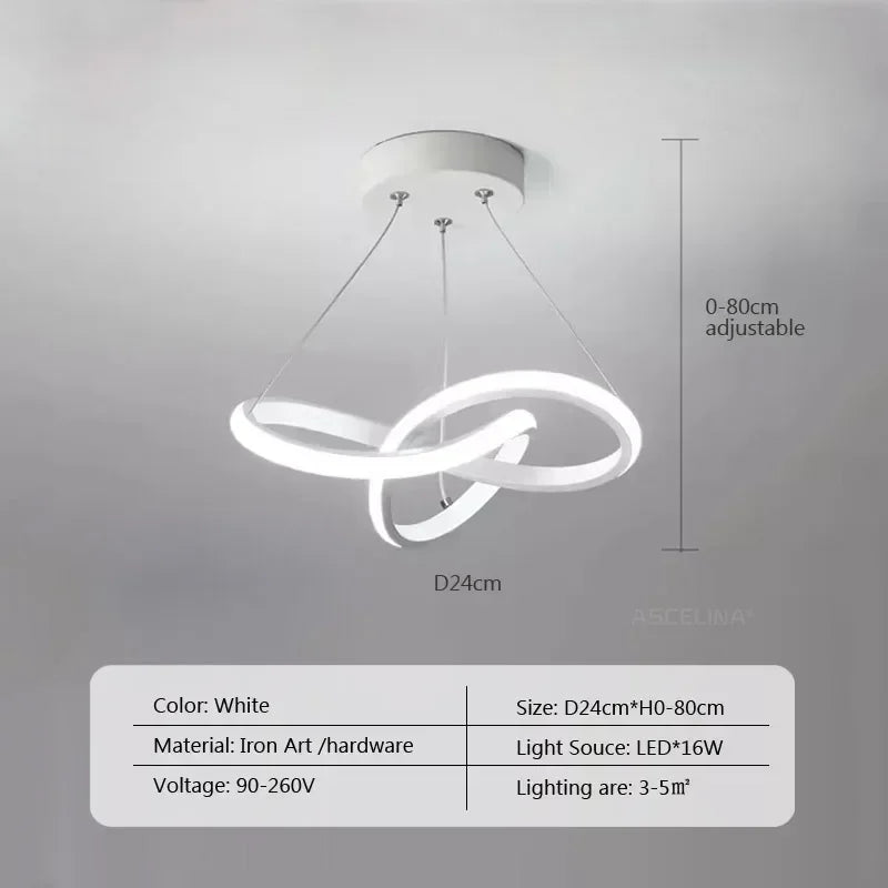 Modern LED Line Pendant Light – 24/30cm Aluminum Hanging Lamp for Entrance, Living Room, and Restaurant Indoor Lighting | Kalsten