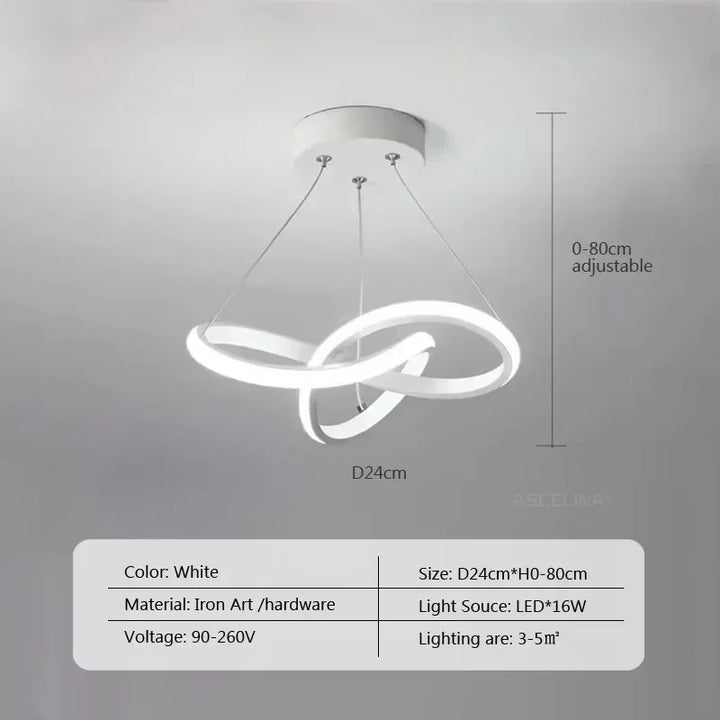 Modern LED Line Pendant Light – 24/30cm Aluminum Hanging Lamp for Entrance, Living Room, and Restaurant Indoor Lighting | Kalsten