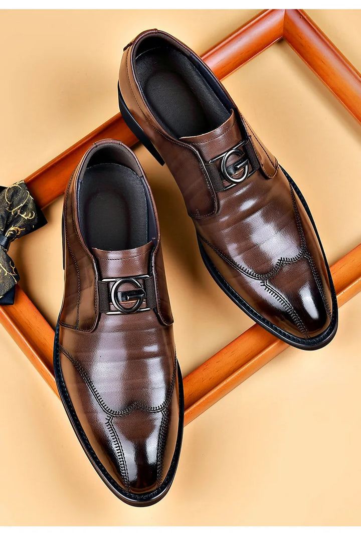 Kalsten | Men's Leather Shoes Stylish Men's Shoes Pointed Oxford Wedding Leather Men's Dress Shoes Gentleman Office Man Shoe