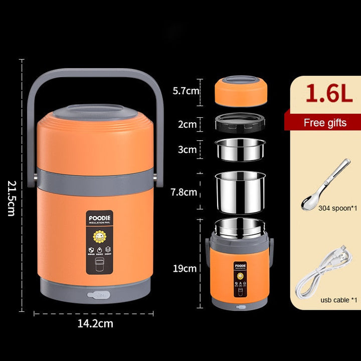 Kalsten | USB Heated Lunch Box | 304 Stainless Steel, Portable Food Warmer