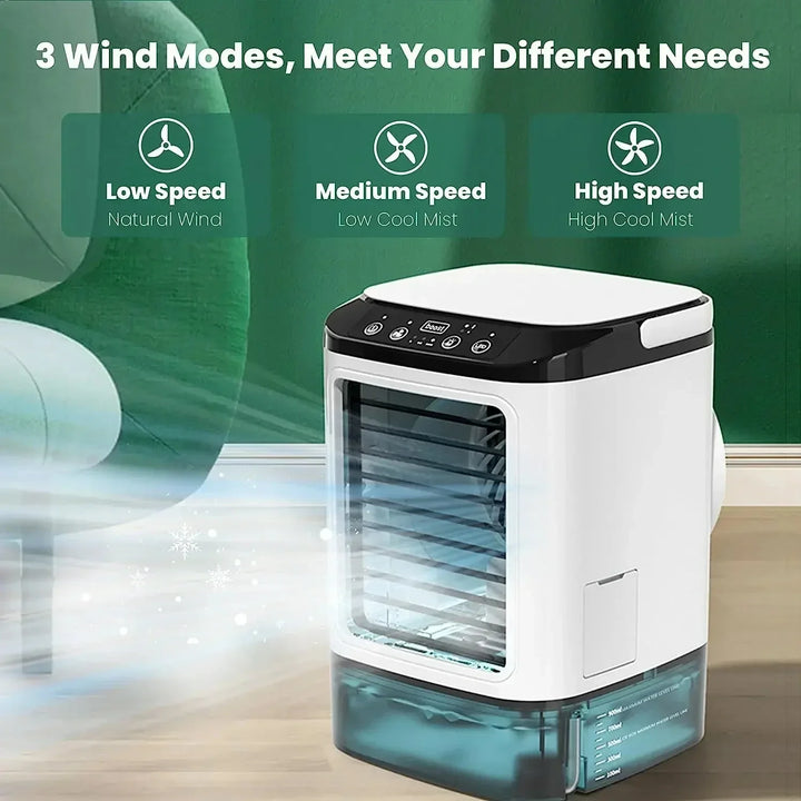 Portable Mini Air Conditioner – 3-Speed Small AC Unit with 900ML Water Tank, Electric Fan and Humidifier for Bedroom & Office | Kalsten
