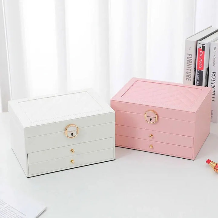 Lockable Multi-Layer Leather Jewelry Box Noxord