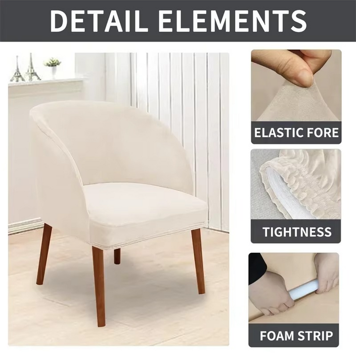 Kalsten | Armchair Slipcover with Elastic Fit for Curved Armrest Dining Chairs