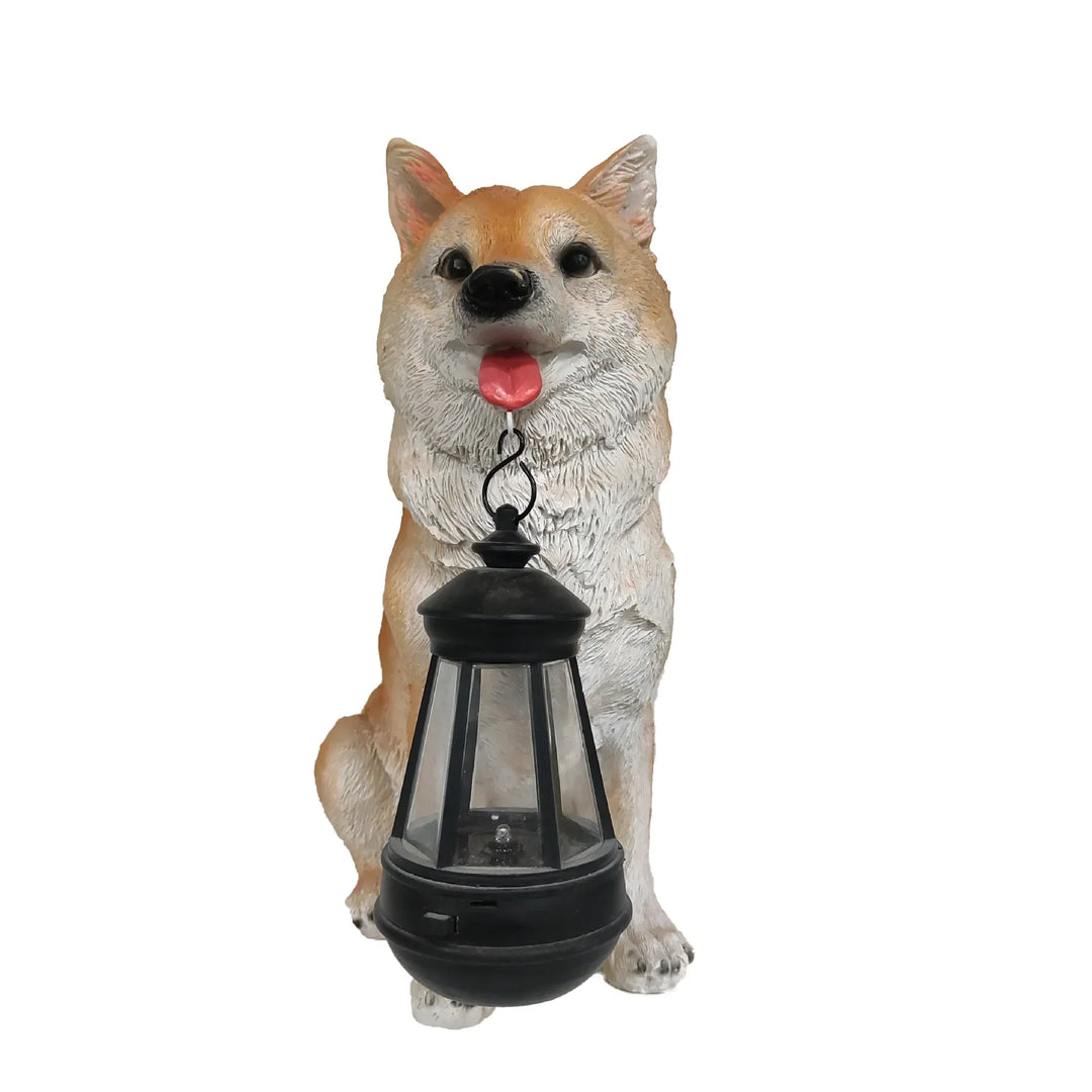Solar-Powered Outdoor Resin Dog Statue Lamp | Kalsten