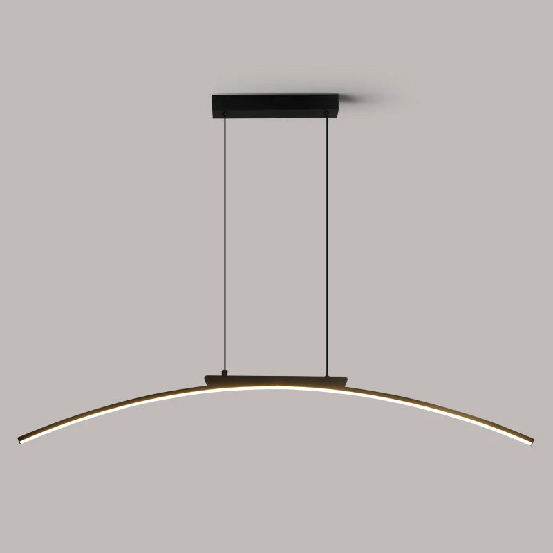 Modern Contemporary LED Dining Room Pendant Light | Sleek Arc Hanging Lamp, Adjustable Brightness | Kalsten