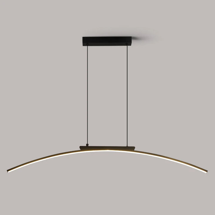 Modern Contemporary LED Dining Room Pendant Light | Sleek Arc Hanging Lamp, Adjustable Brightness | Kalsten