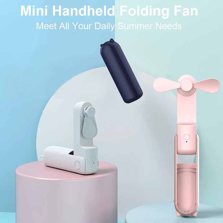 Portable Mini Handheld USB Fan – Rechargeable Folding Pocket Fan with Battery, Cooling Hand Fan and Power Bank Function | Kalsten