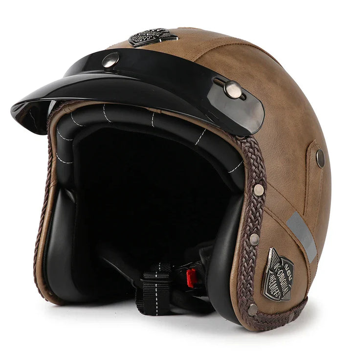 Noxord | Retro Motorcycle Helmet – Kael – (Open Face 3/4)
