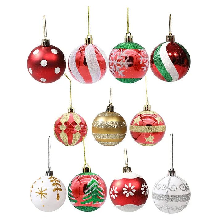 Elegant Snowflake Christmas Baubles Set – High-quality Christmas ornaments in red, white and gold, perfect for festive tree decoration at Christmas | Noxord