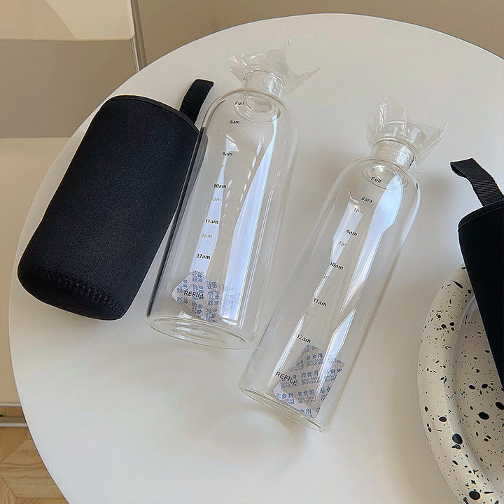 Kalsten | Time Scale Heat-Resistant Glass Water Bottle