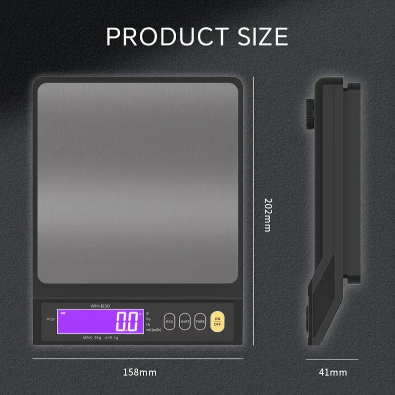 Kalsten | 5 kg/0.1 g and 10 kg/1 g digital electronic kitchen scale, LCD display, fully waterproof stainless steel weighing tool for baking