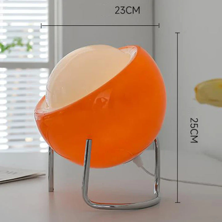 Kalsten | Aurivio Table Lamp | Glass & Stainless Steel | Retro-Nordic Design | LED Night Light Beige/Orange | Ø21×H25 cm