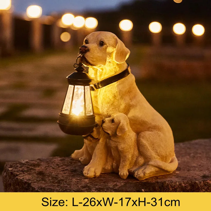Solar-Powered Outdoor Resin Dog Statue Lamp | Kalsten