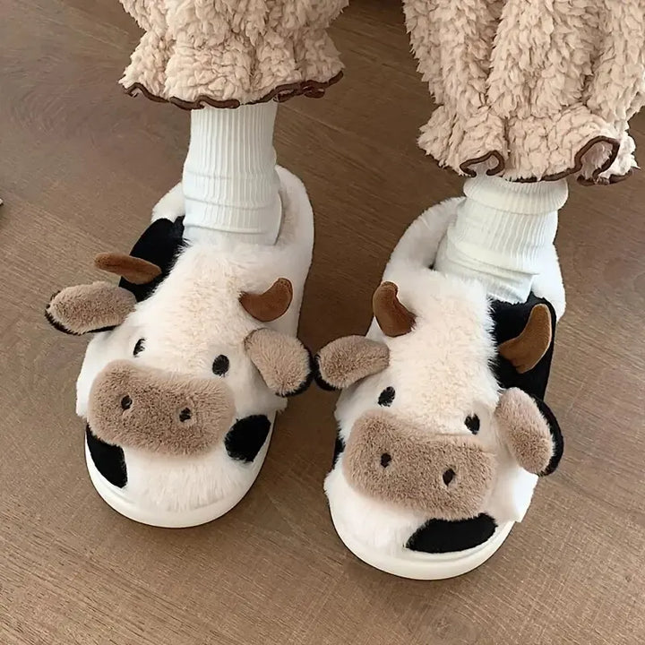 Funny Cow Slippers for Men and Women – Fluffy Winter Slippers, Cozy and Warm, Non-Slip and Soft for Home | Kalsten
