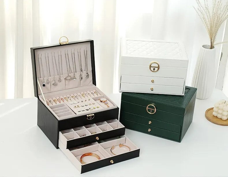 Lockable Multi-Layer Leather Jewelry Box Noxord