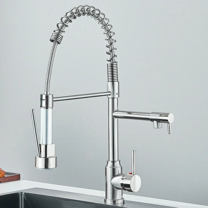 Faucet with Double Spout – High-Quality Faucet for Flexible Washing, Swivable, Ideal for Modern Kitchens, Easy to Clean and Simple Installation | Kalsten