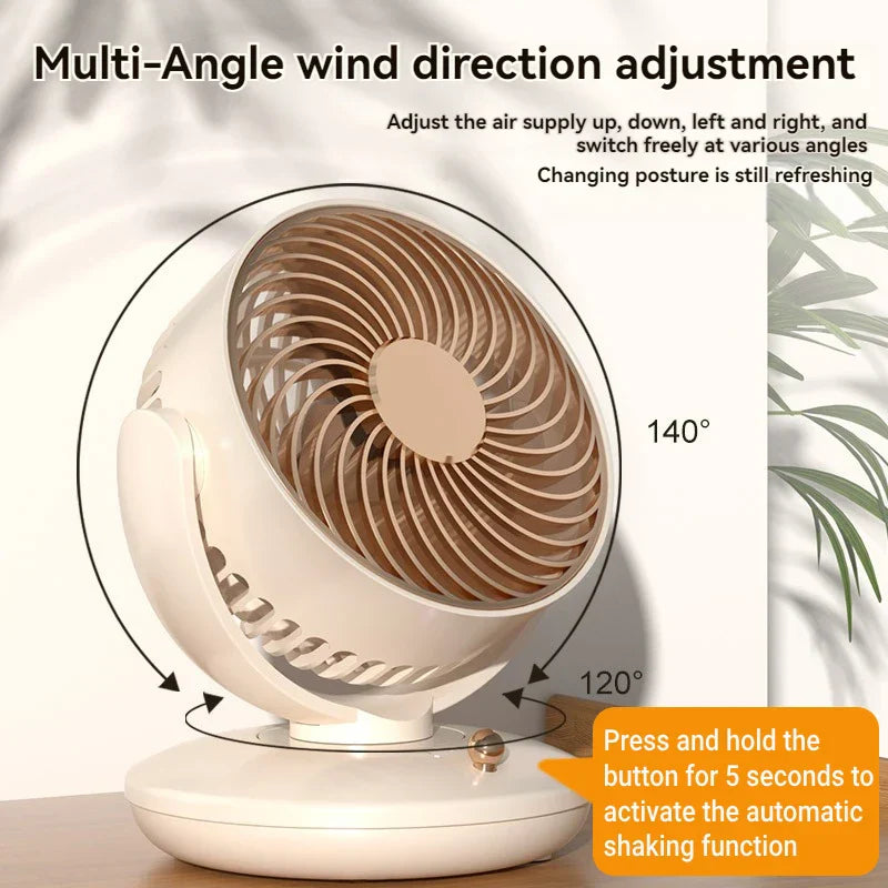 Kalsten | BreezeLoop Table Fan with 360° Rotation | USB Fan with 3 Speeds & Battery | Quiet & Compact | For Office, Bedroom & Home