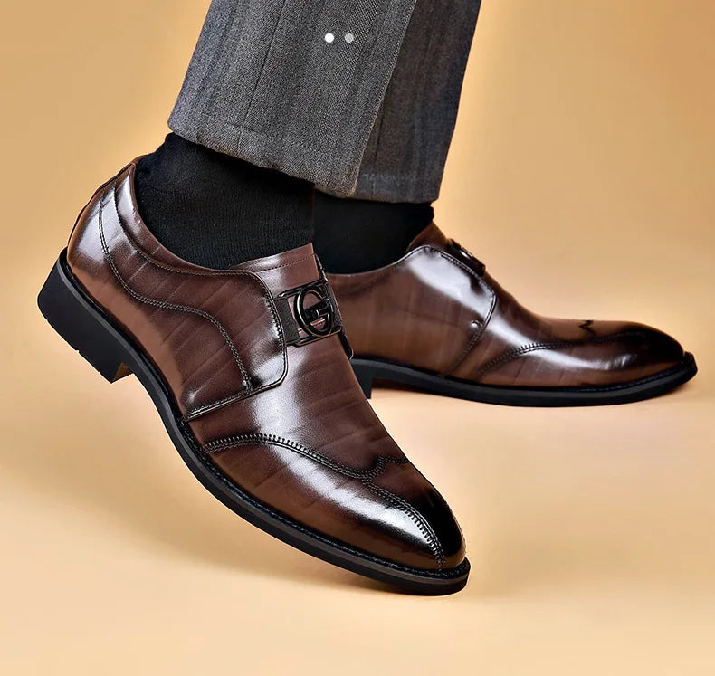 Kalsten | Men's Leather Shoes Stylish Men's Shoes Pointed Oxford Wedding Leather Men's Dress Shoes Gentleman Office Man Shoe