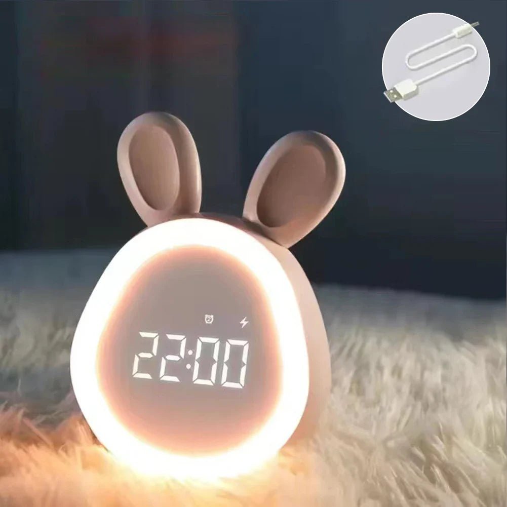 Rabbit-Shaped Kids' Alarm Clock with LED Night Light - BunniGlow | Kalsten