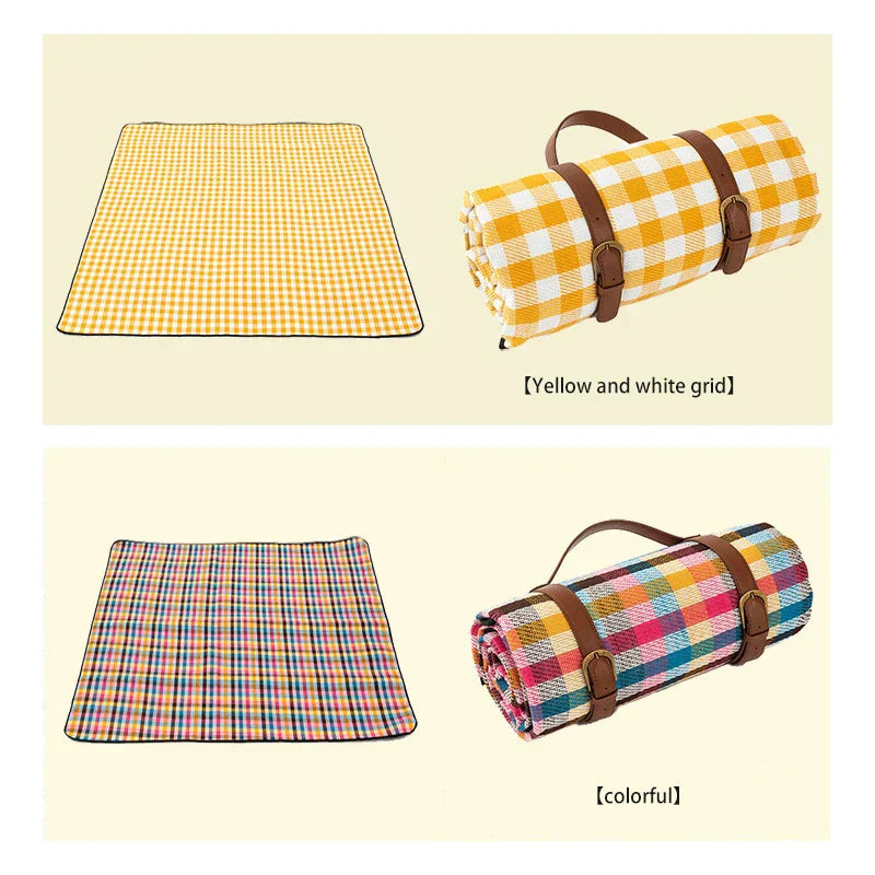 Waterproof picnic blanket with leather carrying strap | Kalsten