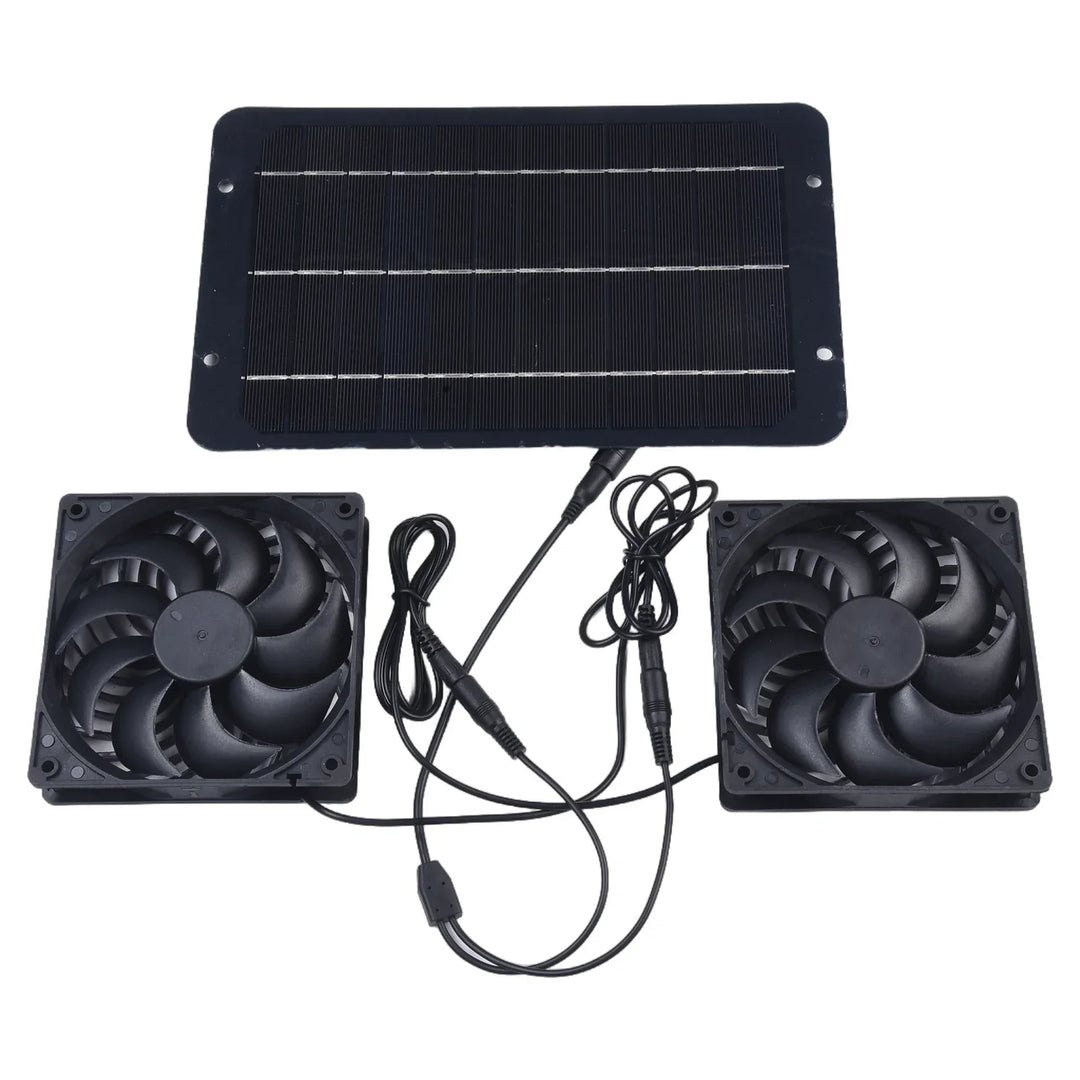 Kalsten | AirSol Duo Ventilation System | Solar-powered Dual Exhaust Fans | 10W | For Greenhouse, Livestock Barn & Outdoor Applications