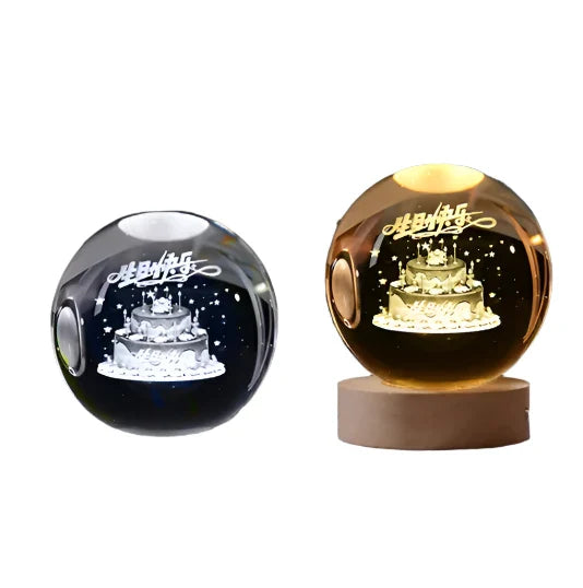 3D Crystal Night Light LED - Starry Sky Projector with Wooden Base, Romantic Lighting for Bedroom & Gifts | Kalsten