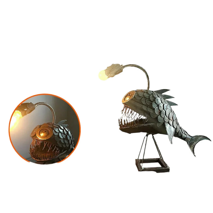 Fishing Light Table Lamp – Handmade Adjustable Lamp with Rustic Fish Design | Noxord
