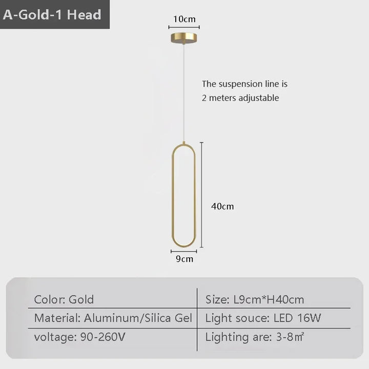 Modern LED Pendant Light – Black and Gold Hanging Lamp for Bedroom, Living Room, and Dining Room Décor | Kalsten