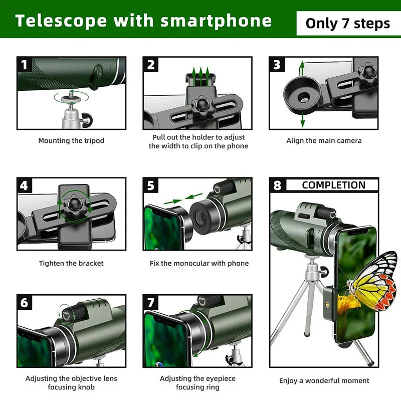 Kalsten | 80x100 HD Zoom Monocular Telescope: Powerful portable binoculars for hunting, camping, and outdoor exploration