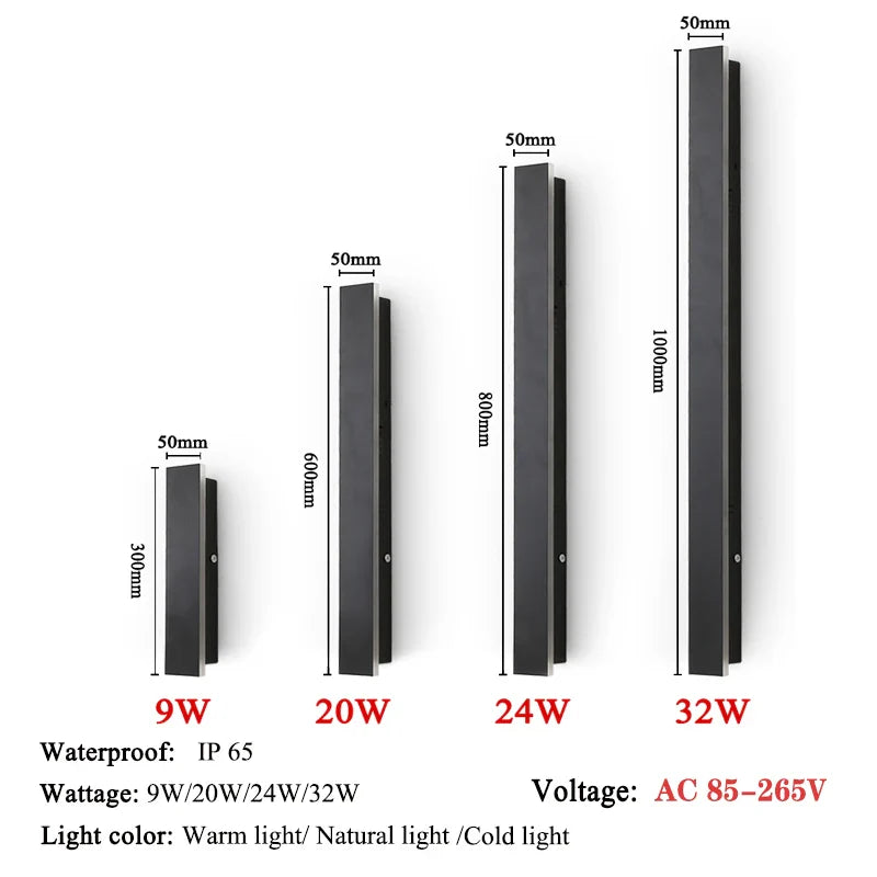 LED Long Wall Lamp Waterproof IP65 Outdoor | Kalsten