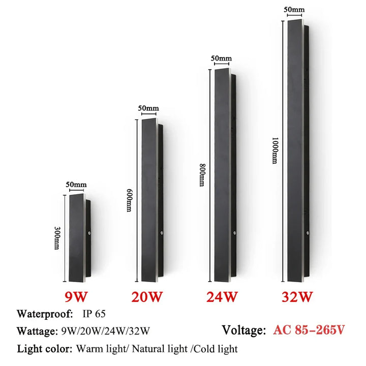 LED Long Wall Lamp Waterproof IP65 Outdoor | Kalsten
