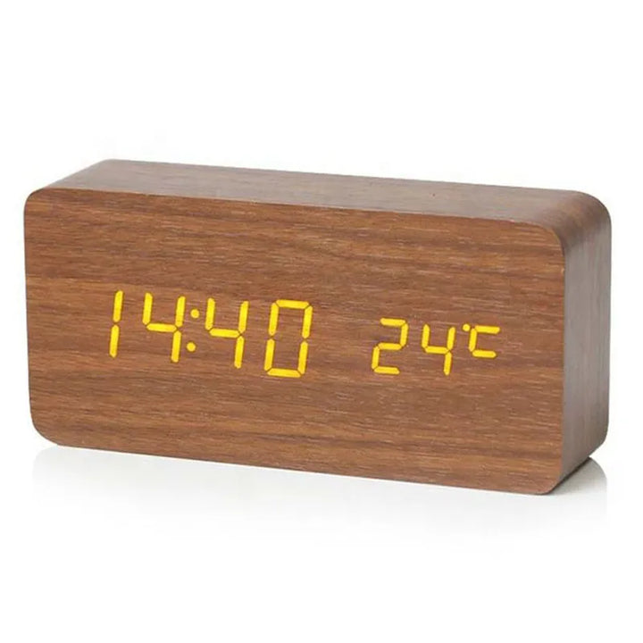 Wood Digital Alarm Clock – LED Display