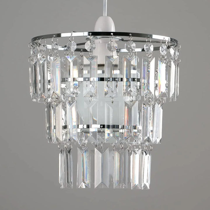 Modern 3-Tier Clear Beaded Chandelier: Elegant Acrylic Droplet Lampshade | Kalsten
