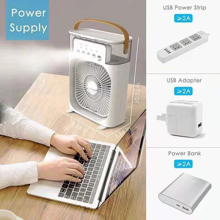 3 In 1 Fan AIr Conditioner Household Small Air Cooler LED Night Light Portable Humidifier Air Adjustment Fan Office Home Fan New | Kalsten