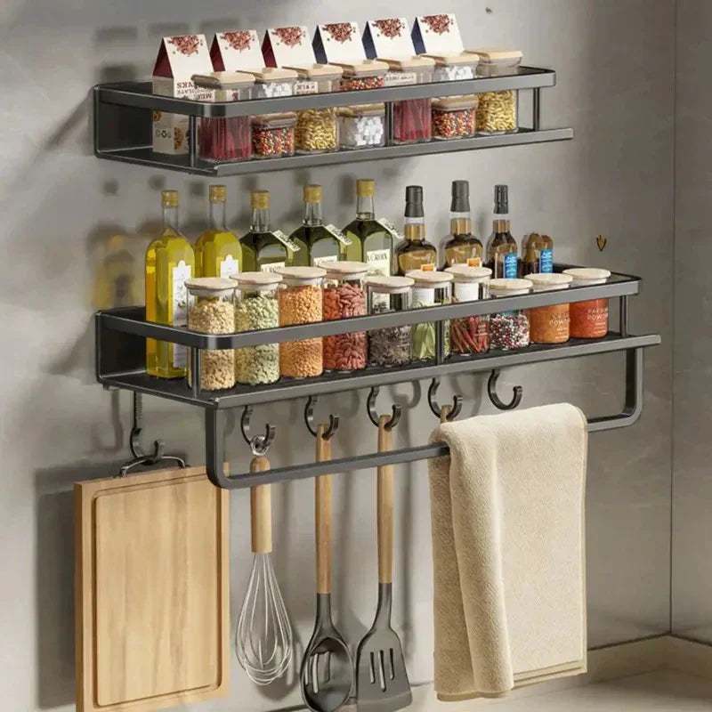 Wall-Mounted Aluminium Kitchen Storage Shelf