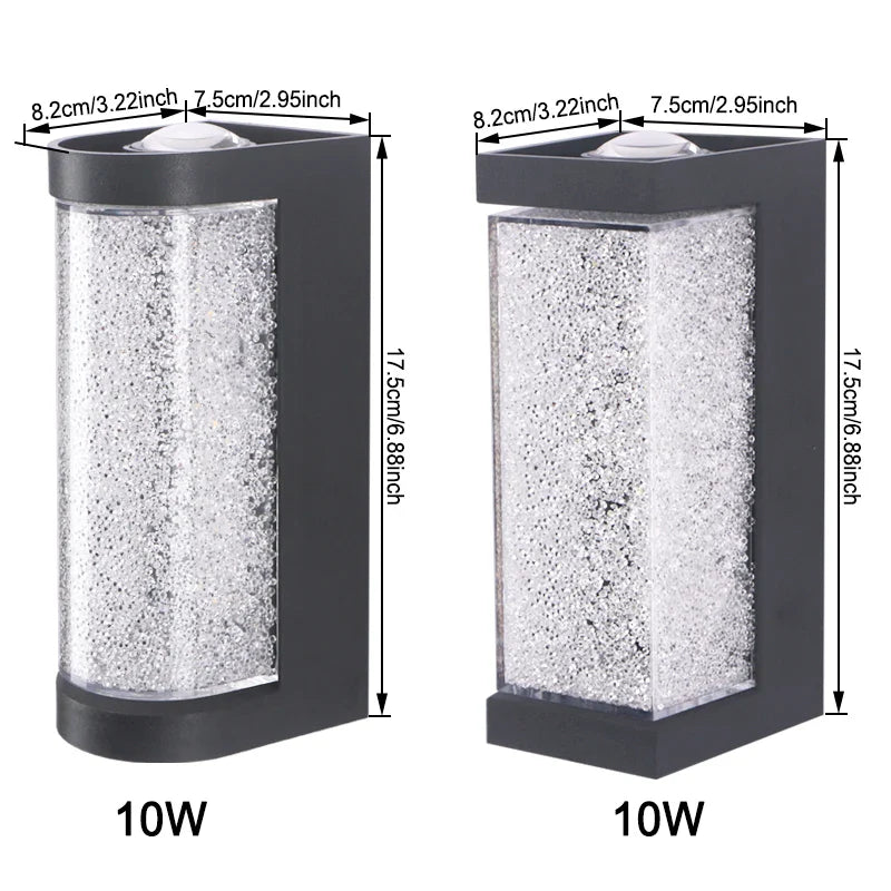 Modern Waterproof LED Outdoor Wall Lamp – Crystal Wall Sconce for Garden, Patio, and Doorway Lighting | Kalsten