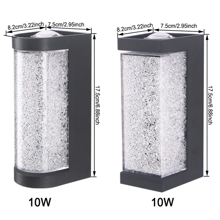Modern Waterproof LED Outdoor Wall Lamp – Crystal Wall Sconce for Garden, Patio, and Doorway Lighting | Kalsten