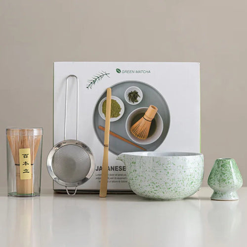 Ceramic Matcha Bowl Set Natural Size Standard High-Quality with Whisk