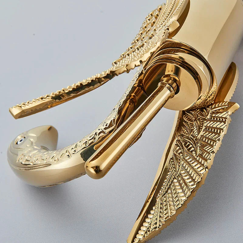 Gold Swan Basin Mixer Tap