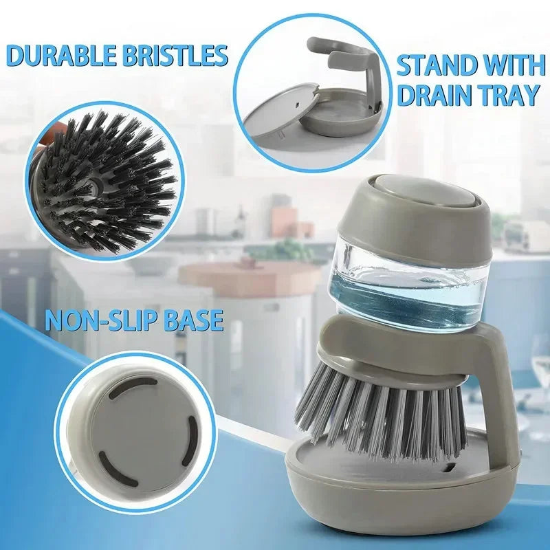Dish brush with soap dispenser & holder | Eco-friendly plastic | Kalsten