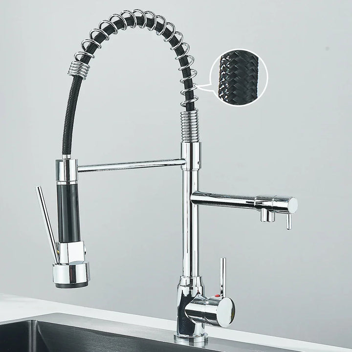 Faucet with Double Spout – High-Quality Faucet for Flexible Washing, Swivable, Ideal for Modern Kitchens, Easy to Clean and Simple Installation | Kalsten